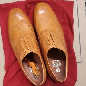 NIB Mens Florsheim By Duckie Brown Laceless Wingtip In Amber